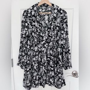 NWOT Zara black floral dress S